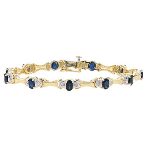 White Gold Sapphire And Diamond Tennis Link Bracelet 7 14k Oval 20