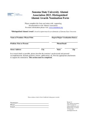 Fillable Online Smu Distinguished Alumni Award Nomination Form Fax