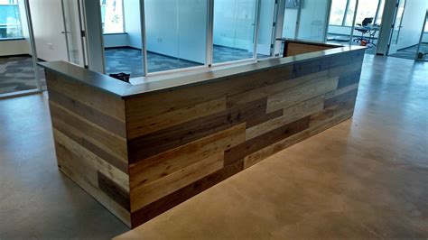 Hand Crafted Contemporary Reclaimed Wood And Steel Reception Desk By Re