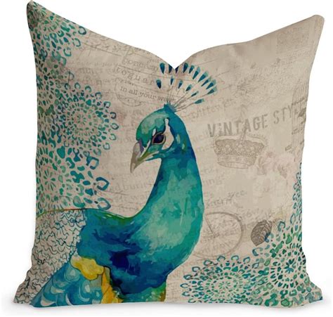 Peacock Feathers Throw Pillow Covers Peacock Vintage