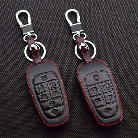 Leather Car Key Cases 6 7 Buttons Smart Keyless Entry Remote Control