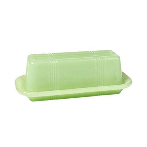 Jade Green Glass Butter Dish Vintage Country Kitchen Serving Accents The Lakeside Collection