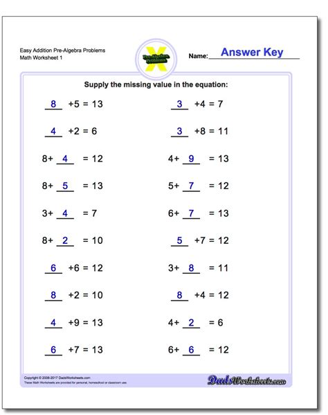 Grade Algebra Worksheets