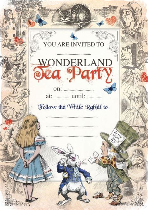 Alice In Wonderland Invitations Templates Printable Word Searches