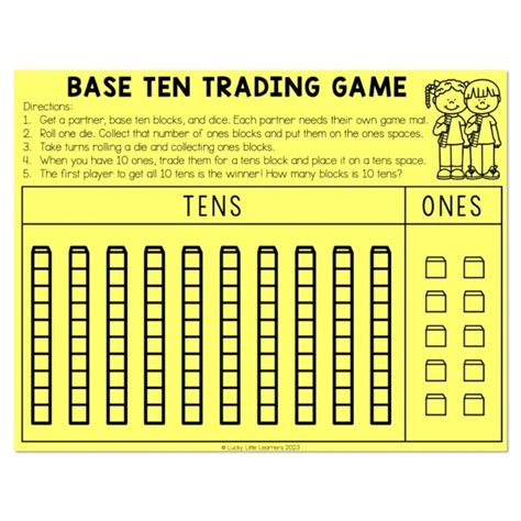 Place Value - Base Ten Trading Game - Lucky Little Learners