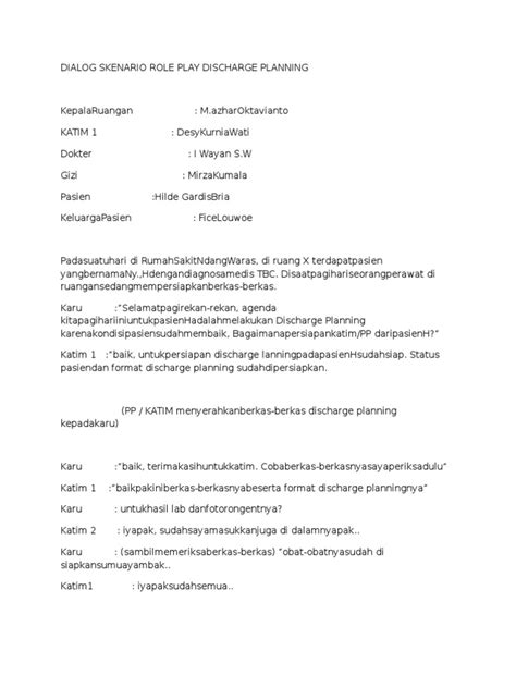 Pdf Dialog Skenario Role Play Discharge Planning Dokumen Tips