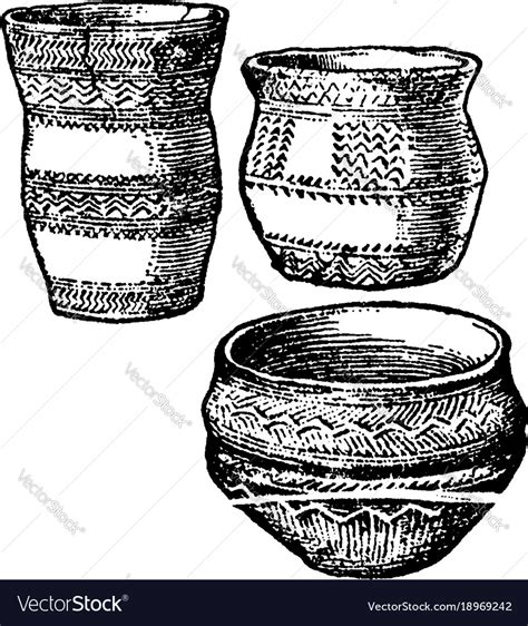 Bronze age pottery is a not drawn to scale Vector Image