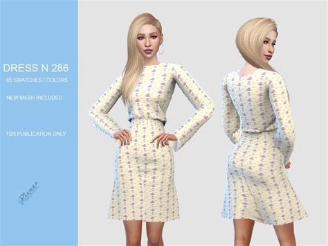 Sims 4 — Dress N 286 By Pizazz — New Mesh Included With Download Base Game 05 Colors Swatches