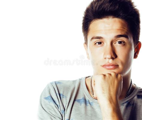 Young Attractive Man Isolated Thinking Emotional On White Close Up