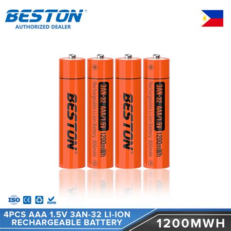 Beston Original Rechargeable Battery Aaa 15v Li Ion 1200mwh Rated Capacity 800mah 4pcs Cells