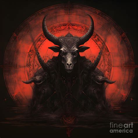 Baphomet In Red Mixed Media By Cosmic Hare Fine Art America