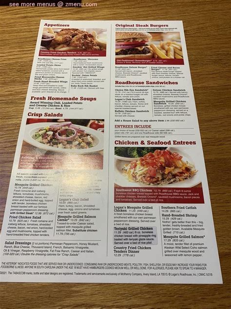 Online Menu Of Logans Roadhouse Restaurant North Myrtle Beach South