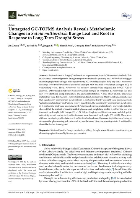 PDF Untargeted GC TOFMS Analysis Reveals Metabolomic Changes In