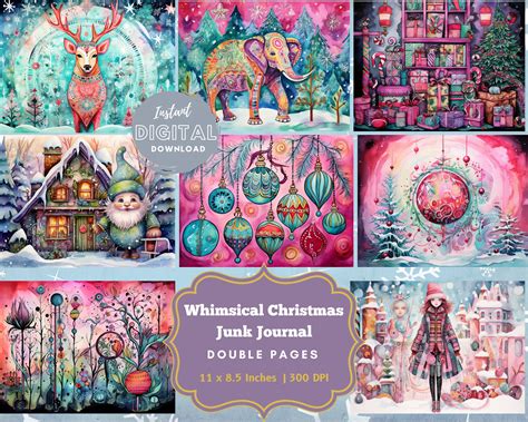 Whimsical Christmas Junk Journal Double Page Junk Journal Kit Junk