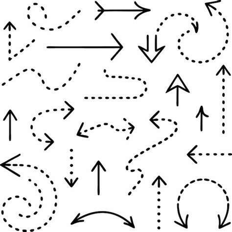 Colecci N De Flechas Negras Dibujadas A Mano Y L Neas Discontinuas