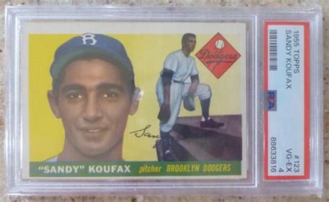 1955 TOPPS BASEBALL SANDY KOUFAX ROOKIE CARD 123 PSA 4