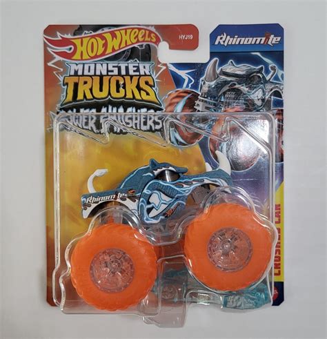 Hot Wheels Monster Trucks Power Smashers Rhino Mite Truck W Crushed Car