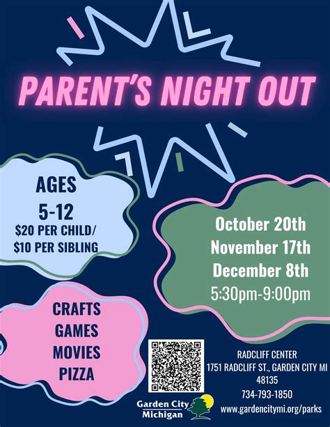 Parents Night Out Poster In Pink Blue And Green