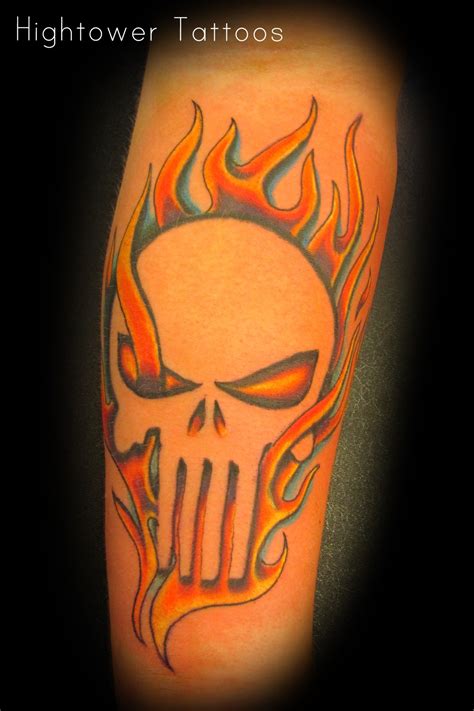 punisher skull tattoo | Charie Harbour Tattoo Studio