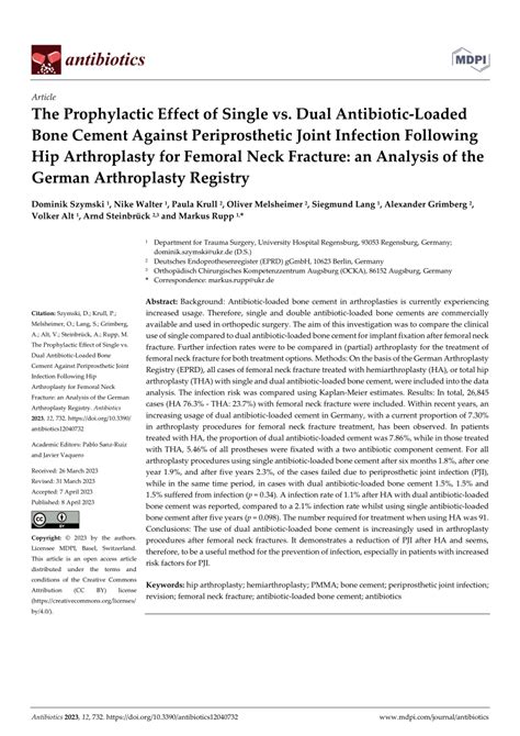 Pdf The Prophylactic Effect Of Single Vs Dual Antibiotic Loaded Bone