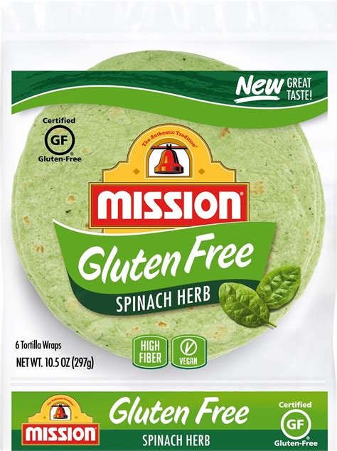 Mission Gluten Free Spinach Herb Tortilla Wraps 6 Count