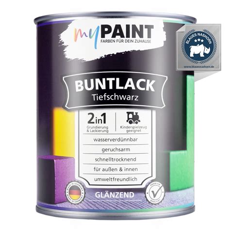 myPAINT 2in1 Buntlack RAL 9005 Tiefschwarz glänzender Acryllack