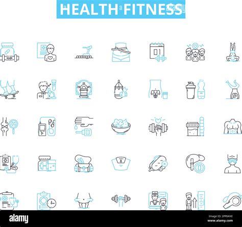 Health Fitness Linear Icons Set Strength Endurance Flexibility