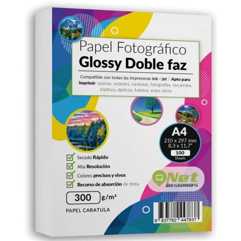 Papel Fotogr Fico Doble Faz Glossy A Gr Hojas Netinsumos