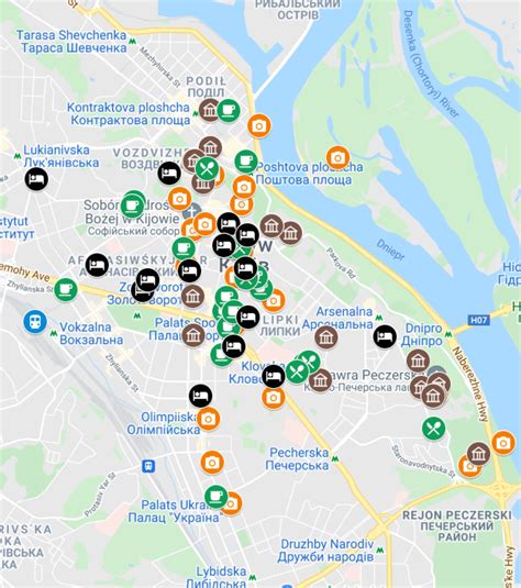 Kij W Wielka Mapa Atrakcji Restauracji I Nocleg W