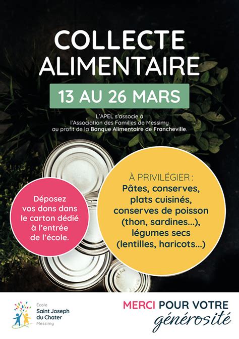 Collecte Alimentaire Mars 2022 Ecole Saint Joseph Du Chater