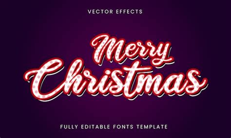 Premium Vector Merry Christmas Text Effect Fully Editable Vector Text