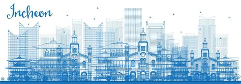 Outline Incheon Skyline with Blue Buildings. 9252246 Vector Art at Vecteezy