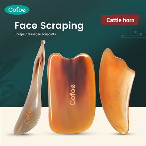 Cofoe Natural Horn Scraping Set Tendon Stick Facial Eyes Lifting