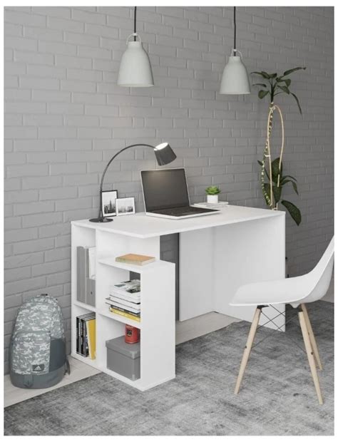 Письменный компьютерный стол стеллаж белый с полками - Loft мебель