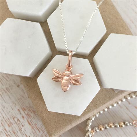 Gold Bee Necklace Bumble Bee Pendant Necklace Gold Rose Gold Or Silver By Nikita By Niki