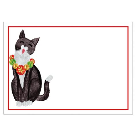 Caspari Caroling Cat Self Adhesive Labels 12 Per Package Caspari