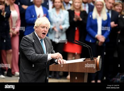 London Uk 6th Sep 2022 Outgoing Prime Minister Boris Johnson Gives