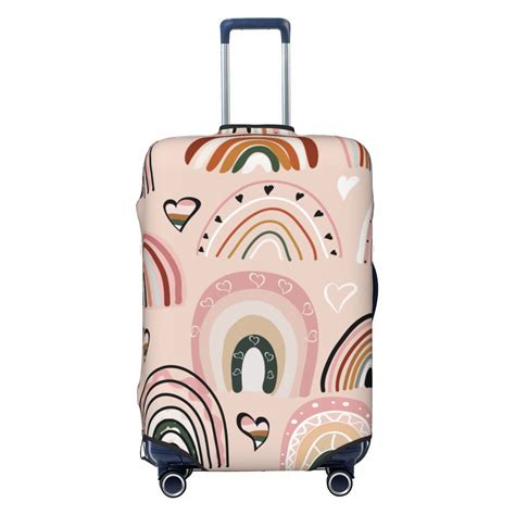 LAKIMCT Boho Style Rainbow Elastic Luggage Cover With Concealed Zipper