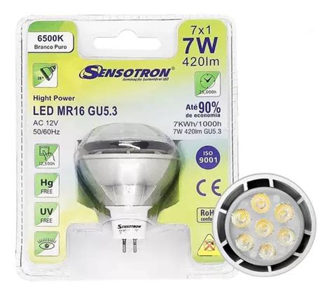 Lâmpada Dicróica Led Mr16 7w 12v Gu5 3 Branco Frio Cor Da Luz Branco Frio