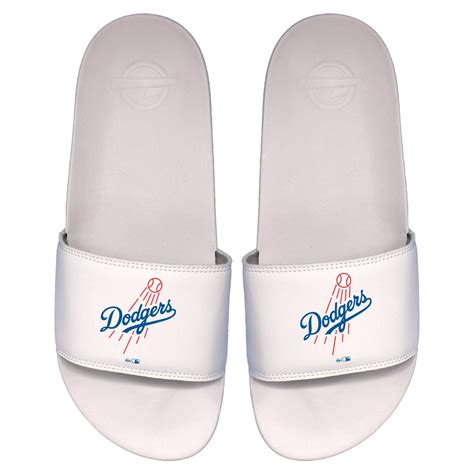 Youth Islide White Los Angeles Dodgers Primary Logo Motto Slide Sandals