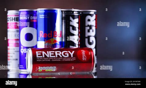 Poznan Poland May Cans Of Popular Global Energy Drinks