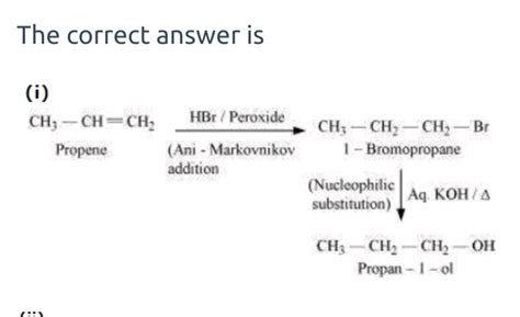 Propan 1 Ol Cannot Be Prepared By Acid Catalysed Hydration Of