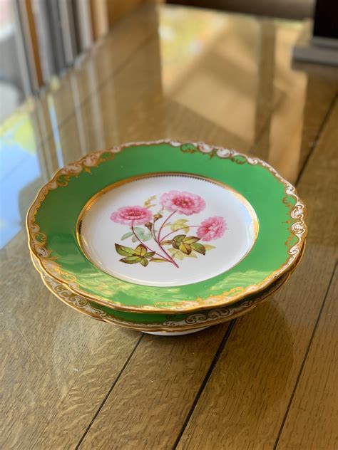 Rare Antique Royal Worcester China Set Green Botanical Etsy Canada