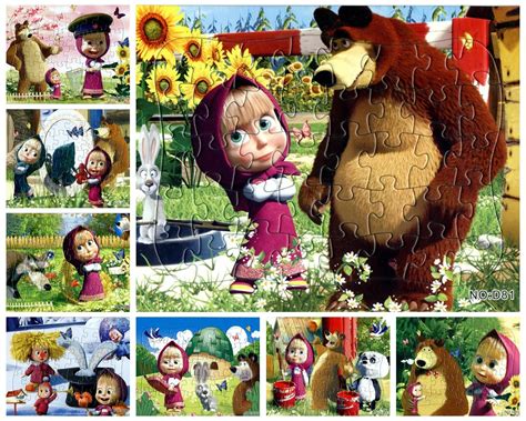 1PCS Puzzle Masha & The Bear Puzzle Kids Toys 40 Pieces of Puzzle Cute ...