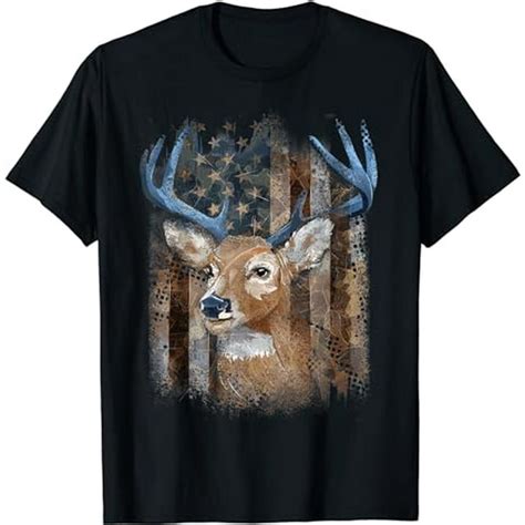 Whitetail Buck Deer Hunting American Flag Buck Hunting T Shirt