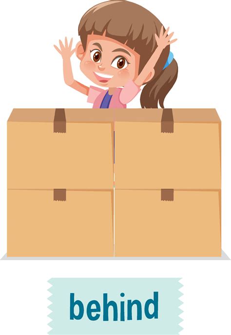 Preposition Of Place With Cartoon Girl And A Box 7252226 Vector Art At