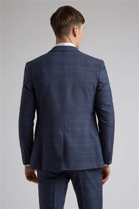 Ted Baker Navy Tonal Check Slim Fit Jacket