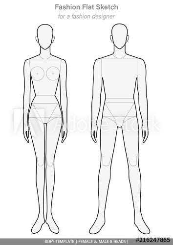 Body Template Fashion Flat Sketches Technical Drawings Female And Male 8