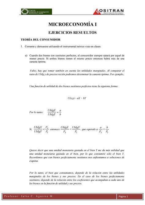 Ejercicios Espero Que Te Sirva Microeconom A I Ejercicios Resueltos