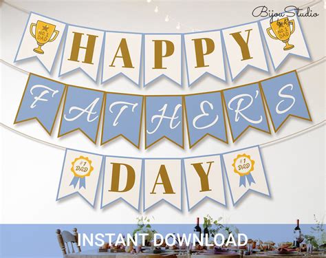 Printable Fathers Day Banner Happy Fathers Day Party Diy Etsy Uk